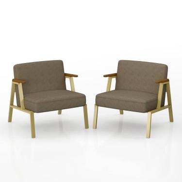 Imagem de Kit 2 Poltronas Coimbra Estilo Industrial Dourado/cinam/capuccin - M.a