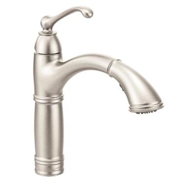 Imagem de Moen 7295SRS Brantford Torneira de cozinha com puxador único com limpeza elétrica e reflexo, resistente a manchas inoxidável