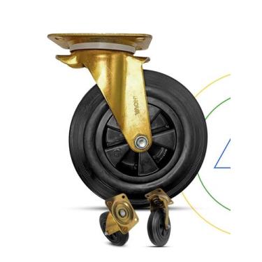 Imagem de Rodízio Placa Roda 82 Borracha Maciça P/ Container De Lixo - INOVA