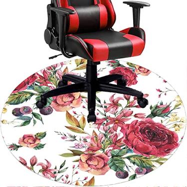 Imagem de Tapete de cadeira de escritório com flores, textura de flor, tapete de cadeira de mesa para piso de madeira de escritório doméstico, protetor de piso de pilha baixa multiuso, redondo, 99 cm