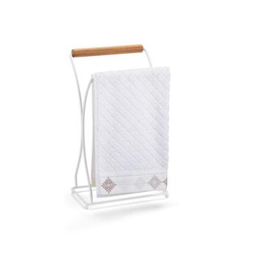 Imagem de Suporte Porta Toalha De Mão Lavabo Banheiro Piatina Luxo Madeira Teca 