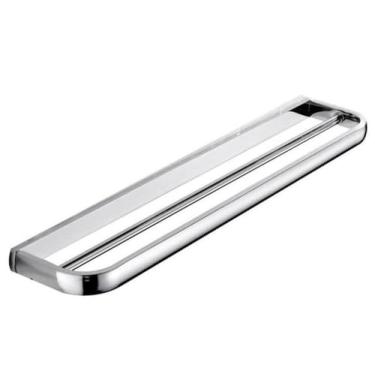 Imagem de Conjunto de acessórios de banheiro prateados - Suporte para papel higiênico, saboneteira, toalhas | 5 peças, barra dupla para toalhas