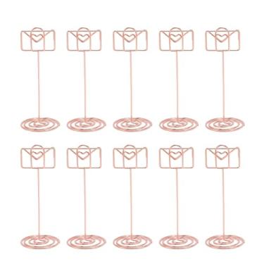 Imagem de HEEPDD 10pcs Titulares de Tabela Clipes de Cartão de Metal Envelope Stands de Ferro para Festas de Casamento Restaurante Banquet Buffet Eventos de Negócios Com Base Robusta Clipe Forte (Rose Gold)