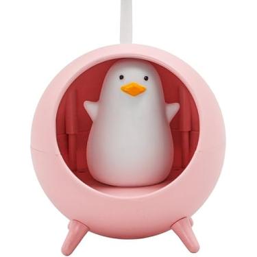 Imagem de Abajur LED Portátil com Braço Flexível – Luminária Recarregável USB para Escritório, Quarto e Mesa de Estudo - Patinho Cor: Rosa
