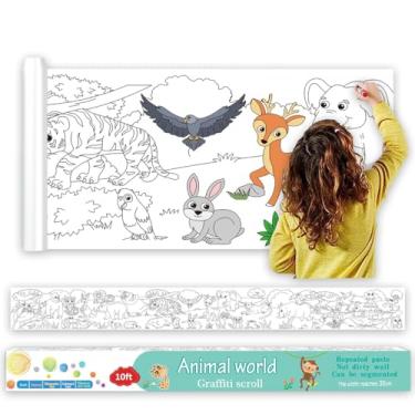 Imagem de Vamotto Rolo De Papel Colorir Grande Para Crianças, Desenho Crianças Pequenas, Pintura Parede Autoadesivo Faça Você Mesmo, Brinquedos Educativos Criativos Pequenas 120 X 15" (Animal)