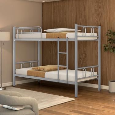 Imagem de Beliche Tubolar em Aço Reforçada para Pousadas, Alojamentos Cinza