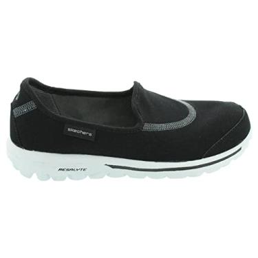 Imagem de Skechers Tênis de caminhada feminino Go Walk Original Slip-On, Preto/branco, 7 X-Wide