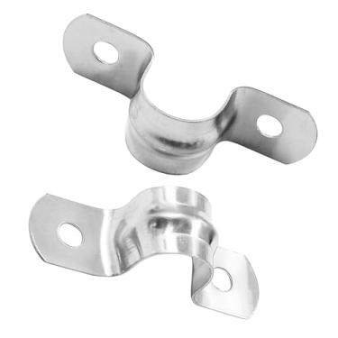 Imagem de Biaungdo 30 peças de correia rígida M12 para tubos, aço inoxidável de 1,27 cm com dois furos, braçadeiras de tubulação, braçadeiras de conduíte resistentes, clipe de tubo de tensão, grampo de cabo