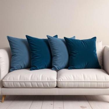 Imagem de 4 Capas Almofadas Veludo Sofa Tons Cores 45x45 - Art in Decor, Azul