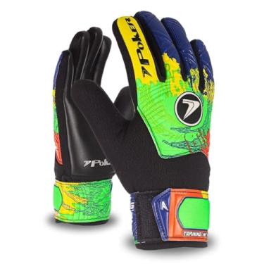 Imagem de Luva de Goleiro Futebol Poker Training Infinity Adulto E Infantil Criança Junior Corte Negativo Latex Grip Campo Grama Natural e Sintética Gramado Futsal Unissex (Amarelo-Verde, 5)