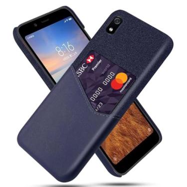 Imagem de Capa para Xiaomi Redmi 7A,Tela e tampa de couro PU,Antideslizante,360°cobertura completa à prova de choque com 1 slot de cartão atrás,Prevenção de queda-Blue