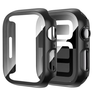 Imagem de DNNBAO Pacote com 2 capas para Apple Watch Series 11/10 de 42 mm com protetor de tela de vidro temperado, capa protetora completa ultrafina resistente a arranhões para iWatch de 42 mm, preta