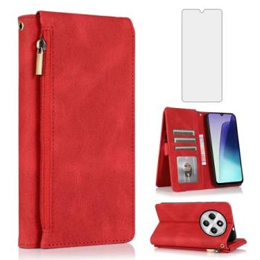 Imagem de Compatível com Xiaomi Redmi 14C 5G/14 C 4G/A4/A3 Pro/14R/Poco C75 Capa carteira protetora de tela alça de pulso com zíper capa flip de couro retrô suporte suporte acessórios de celular para C14 75C