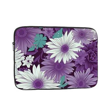 Imagem de Capa para laptop roxa branca floral bolsa para laptop à prova de choque capa protetora para notebook capa para laptop 15 polegadas