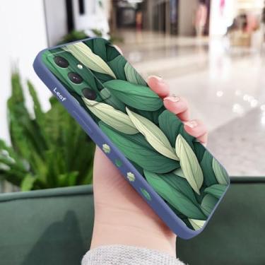 Imagem de Capa de celular com estampa de folhas para Samsung Galaxy A55 A35 A25 A15 A56 A36 A26 A16 A06 A05 A05S A54 A34 A24 A14 A04 A04S A04E 4G 5G, azul claro, para A56