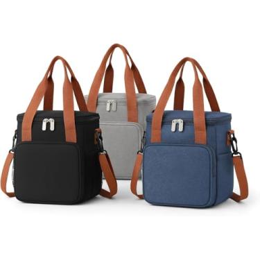 Imagem de Bolsa Térmica Marmita Grande 8L Oxford com Alça e 2 Compartimentos - Lancheira Térmica para Almoço, Bebidas, Academia e Trabalho