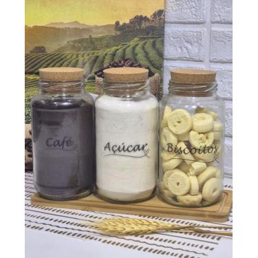 Imagem de Conjunto de Potes 810ml, Cantinho do Café - Açúcar, Café e Biscoitos -
