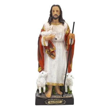 Imagem de Imagem Jesus Bom Pastor Importada Resina 20 cm - Amém Decoração Religi