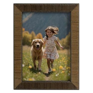 Imagem de SUMGAR Porta-retrato de madeira 12 x 17 cm, moldura de madeira maciça natural, vintage, marrom, decoração de parede para sala de estar, mesa e parede, presente para família, avó, mãe, design de grão