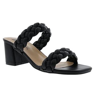 Imagem de Bellini Sandália feminina Fuss salto grosso Mule, Preto liso, 9.5 Wide