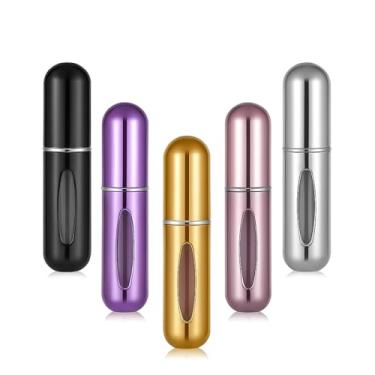 Imagem de Kit 5 Frascos Porta Perfume Recarregável Spray Bolso Viagem 5ml Mini Atomizador Portátil Cores Sortidas Para Bolsa Necessaire Refil de Perfume Compacto Prático Leve