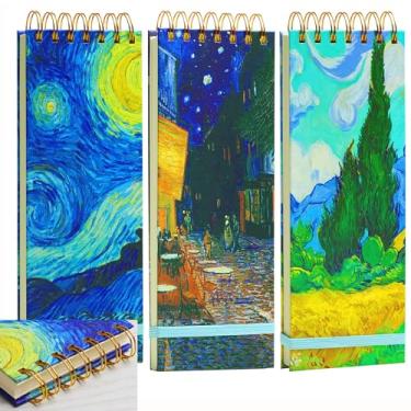 Imagem de 3 Pack Top Spiral Notebooks Reporters Notebook Thick Superhard Cover Top Bound Spiral Notebook Van Gogh Gifts Grocery List Notepad Steno Notebooks 8.8x3.75 In 200 Pages 100GMS