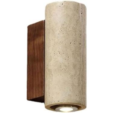 Imagem de Luz De Parede Travertie Amarela Madeira Nordic Wall Mount Light Fixture Arandela De Parede Para Sala De Estar Sala De Jantar Quarto, 1 Pack