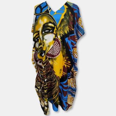 Imagem de Vestido Indiano Kaftan Longo Plus Size Estampa Africana - Sarat Moda I
