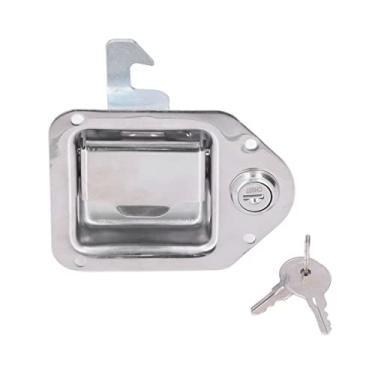 Imagem de Grcfumo Latcha alça caixa de ferramentas, língua caixa de ferramentas do reboque, com 2 teclas 304 trava de paddle prata em aço inoxidável para o trailer de rV de caminhão