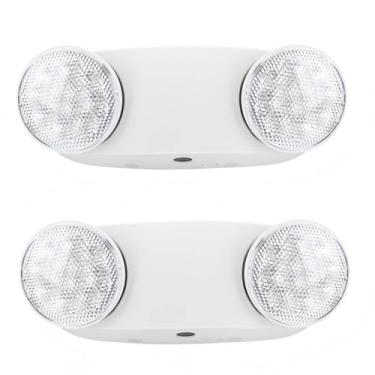 Imagem de Luzes de emergência LED RMC com bateria reserva, iluminação de emergência comercial ajustável de duas cabeças, AC120-277V, luminárias de saída de emergência com fio para casa e negócios, listado ETL