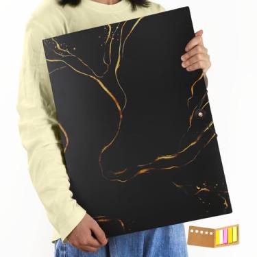 Imagem de Qunrwe A3 Art Portfolios Case 40 páginas, livro de armazenamento de pintura de diamante preto de mármore, protetor de bolso com adesivos de índice, pasta de portfólio transparente para arte, relatório