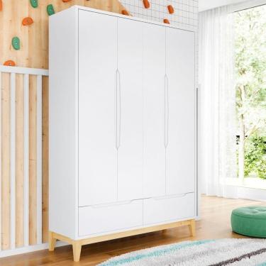Imagem de Guarda Roupa Infantil Com Gavetas Retro Amor Perfeito Branco