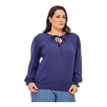 Imagem de Blusa Feminina Plus Size Camisa Social Exclusivas Manga Longa Elegante