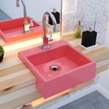 Imagem de Cuba Semi Encaixe Quadrada Xq355w Colorida Rosa