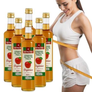 Imagem de KIT 6 Vinagre 100% Orgânico de Maçã 500ml Acidez 4,2% - 4 Estações