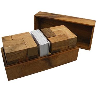 Imagem de Double Soma Cube with Playing Cards - Wooden Puzzle Game Brain Teaser