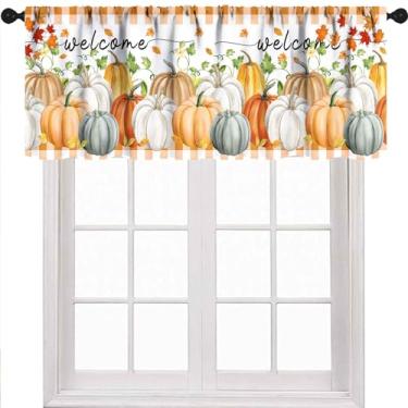 Imagem de Cortina de saia de outono para cozinha, outono, folha de abóbora, ação de graças, colheita de outono, tratamento de janela curta, decoração para quarto, banheiro, sala de estar, 1 peça, 137 x 45 cm