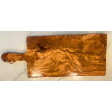 Imagem de Tábua de charcutaria de madeira de oliveira feita à mão de 50,8 cm - Sólida com alça da Orchard Hardwood- para cortar, cortar, servir queijo, carne, frutas - médio 16, G 20, GG 24 (G 50 x 8 com alça)