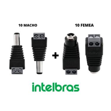 Imagem de Kit Conector Intelbras Plug P4 10 Macho 10 Fêmea Para Cftv