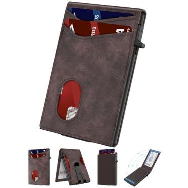 Imagem de Carteira Oaridey Slim para homens com estojo dobrável RFID marrom