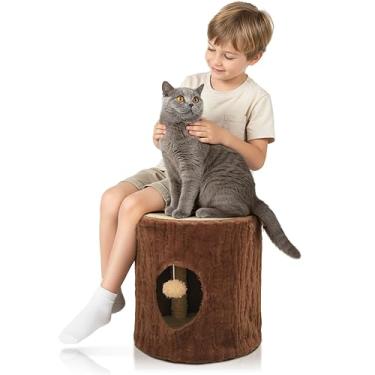 Imagem de Banqueta moderna para gatos – Esconderijo interno estilo madeira e assento para gatos pequenos, médios e grandes – móveis que economizam espaço com acabamento texturizado