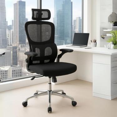 Imagem de Cadeira Ergonômica com Encosto Mesh Preto, Apoio Lombar e Braços Ajustáveis – Ideal para Escritório e Home Office