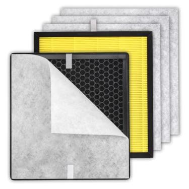 Imagem de Pacote com 2 + 4 filtros PR1 para animais de estimação filtro de substituição para purificador de ar Mooka PR1, filtro HEPA verdadeiro H13, filtro de carvão ativado 3 em 1 para casa grande sala de até