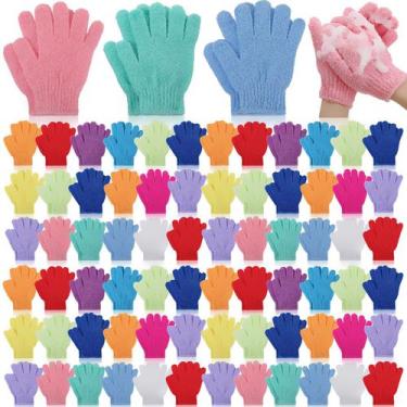 Imagem de Luvas esfoliantes Tegeme, 100 peças de nylon, dupla face, 13 cores