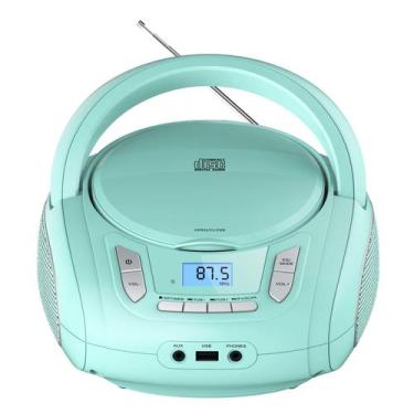 Imagem de Leitor de CD portátil Boombox com Bluetooth, rádio FM, reprodutor USB 