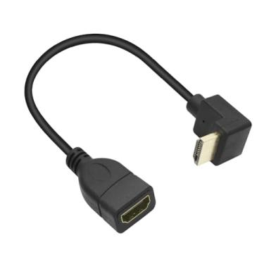 Imagem de Cabo de extensão HDMI macho para fêmea de 90 graus, plugue banhado a ouro HDMI 4K HD, para câmeras, computadores, televisões, monitores, etc