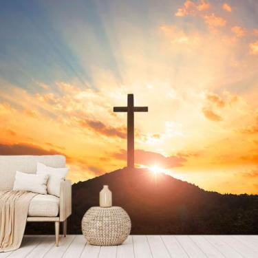 Imagem de Papel de Parede Cruz Cristo Religião Igreja Fé Sala Painel - 396pcp - 