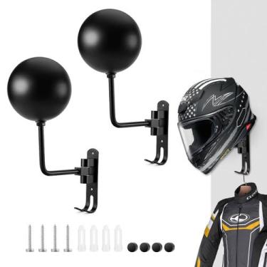 Imagem de Suporte de capacete de motocicleta para montagem na parede, pacote com