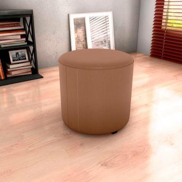Imagem de Puff Banqueta Redondo Luxo Copenhage Matrix Veludo Ferrugem