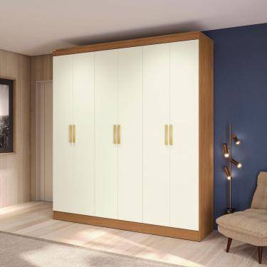 Imagem de Guarda-roupa Casal 6 Portas Móveis Kappesberg Canela/Off White